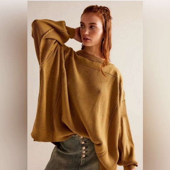 NWT Free People We The Free Worn Thru Pullover Sweater XS Rib Knit - Picture 2 of 6